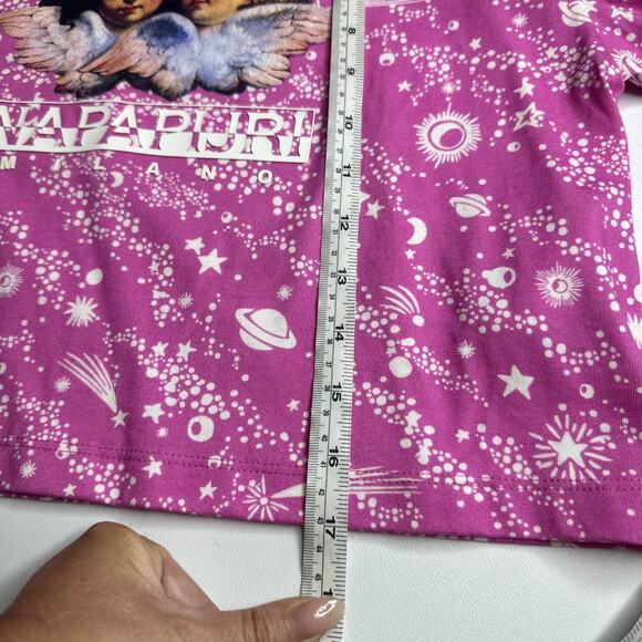 NWT Fiorucci X Napajiri Collaboration Cropped T Shirt Pink Angels Cotton XS - Picture 8 of 9